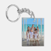 家族パーソナライズされた休暇写真の宛先 キーホルダー (正面左)