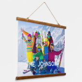 家族パーソナライズされた休暇写真 吊り下げ型タペストリー (傾斜あり)
