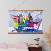 家族パーソナライズされた休暇写真 吊り下げ型タペストリー (寝室)