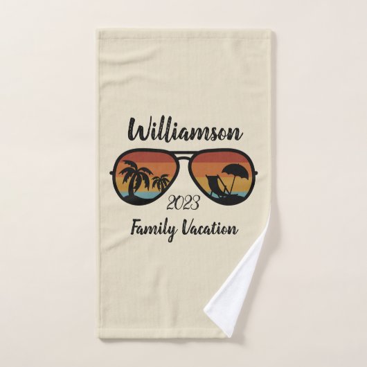 家族パーソナライズされた休暇 バスタオルセット (ハンドタオル)