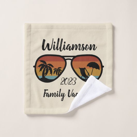 家族パーソナライズされた休暇 バスタオルセット (ウォッシュタオル)