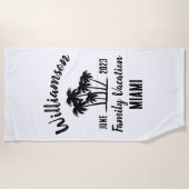 家族パーソナライズされた休暇 ビーチタオル (正面)