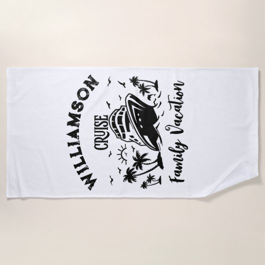 家族パーソナライズされた休暇 ビーチタオル (正面)
