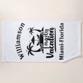 家族パーソナライズされた休暇 ビーチタオル (正面)