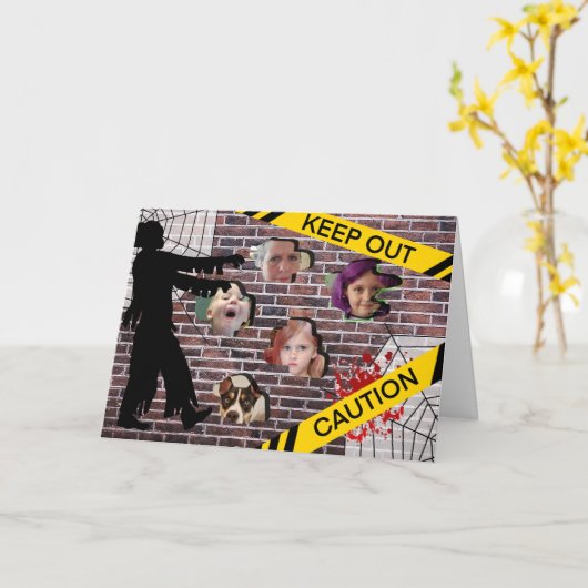 家族パーソナライズされた写真とハロウィンカード カード (黄色い花)