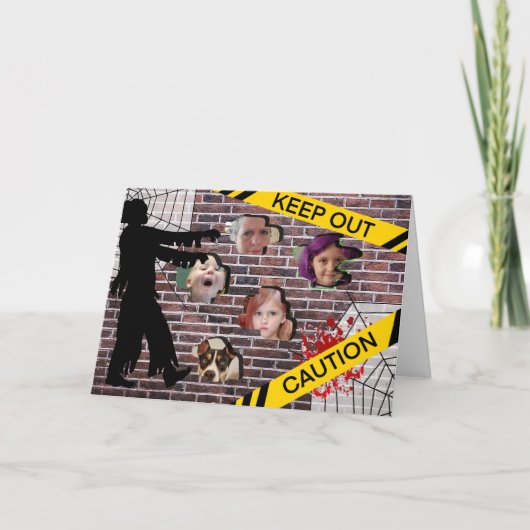 家族パーソナライズされた写真とハロウィンカード カード (正面)