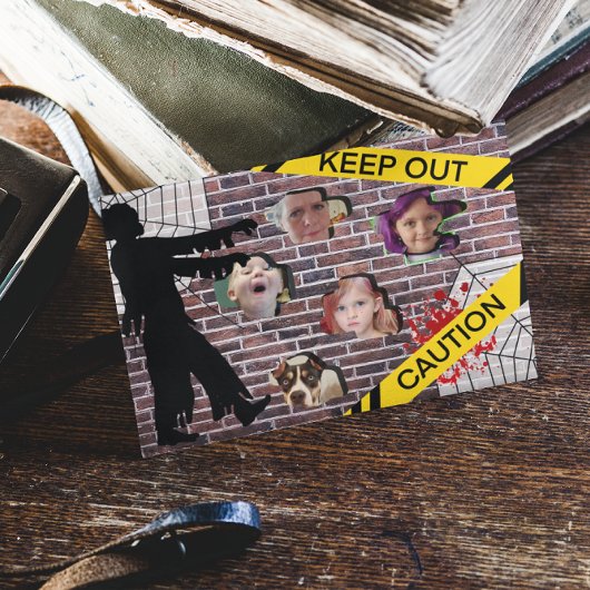 家族パーソナライズされた写真とハロウィンカード ポストカード