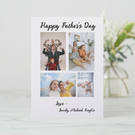 家族パーソナライズされた写真の父の日札 招待状 (スタンド正面)