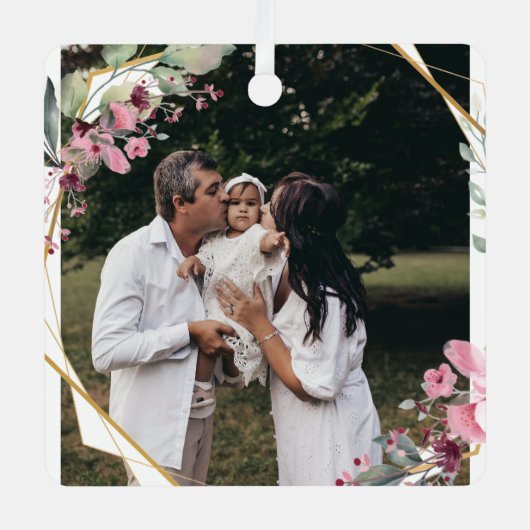 家族パーソナライズされた写真オーナメントカスタム写真 メタルオーナメント (正面)