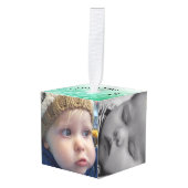 家族パーソナライズされた写真キューブクリスマス キューブオーナメント (正面アングル)