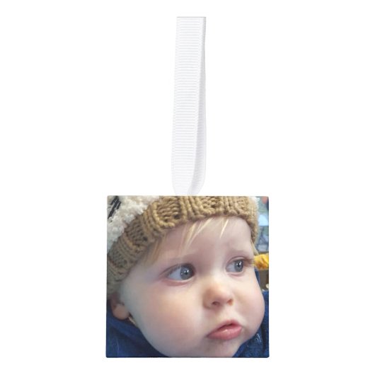 家族パーソナライズされた写真キューブクリスマス キューブオーナメント (正面)