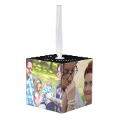 家族パーソナライズされた写真キューブクリスマス キューブオーナメント (裏面アングル)