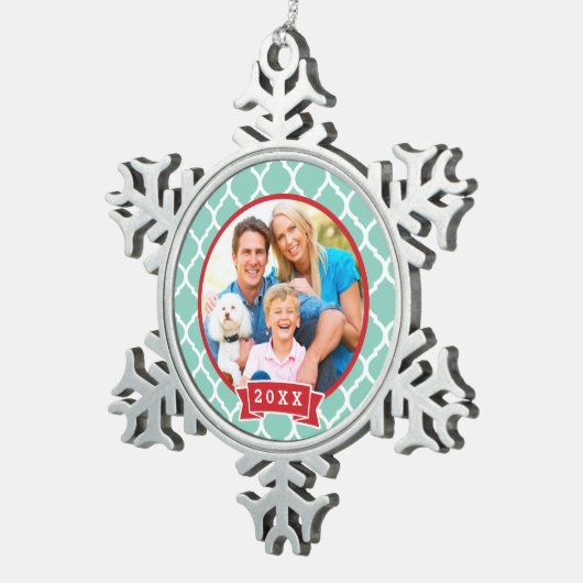 家族パーソナライズされた写真キープサケオーナメント スノーフレークピューターオーナメント (右)