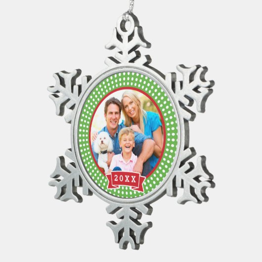 家族パーソナライズされた写真キープサケオーナメント スノーフレークピューターオーナメント (右)
