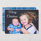 家族パーソナライズされた写真クリスマスカードプレイド シーズンカード (正面/裏面)