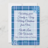 家族パーソナライズされた写真クリスマスカードプレイド シーズンカード (裏面)