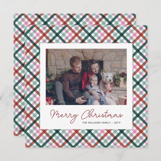 家族パーソナライズされた写真クリスマスカード シーズンカード (正面/裏面)