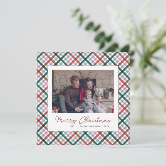 家族パーソナライズされた写真クリスマスカード シーズンカード (スタンド正面)