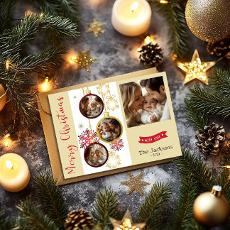 家族パーソナライズされた写真クリスマスカード シーズンカード