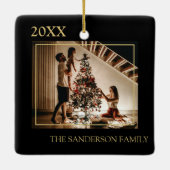 家族パーソナライズされた写真クリスマスツリー セラミックオーナメント (裏面)