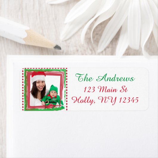 家族パーソナライズされた写真クリスマス住所 シール (インサイチュ)