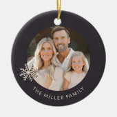 家族パーソナライズされた写真クリスマス飾り セラミックオーナメント (正面)