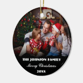 家族パーソナライズされた写真クリスマス飾り セラミックオーナメント (左)