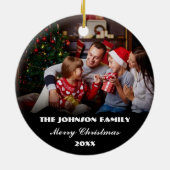 家族パーソナライズされた写真クリスマス飾り セラミックオーナメント (裏面)