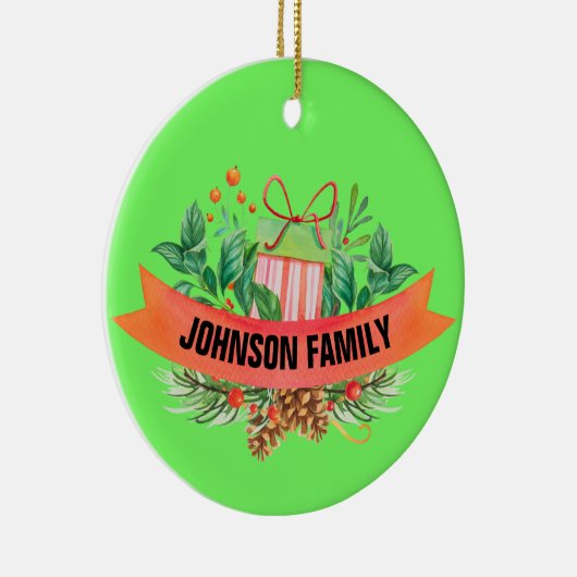 家族パーソナライズされた写真クリスマス飾り セラミックオーナメント (右)