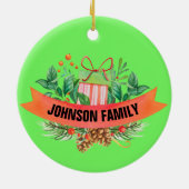 家族パーソナライズされた写真クリスマス飾り セラミックオーナメント (裏面)