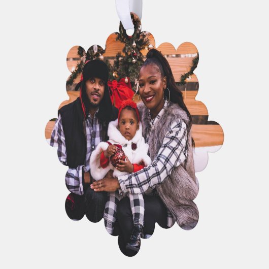 家族パーソナライズされた写真クリスマス オーナメントカード (左)