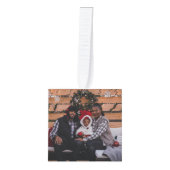 家族パーソナライズされた写真クリスマス キューブオーナメント (正面)