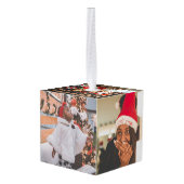 家族パーソナライズされた写真クリスマス キューブオーナメント (裏面アングル)