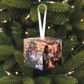 家族パーソナライズされた写真クリスマス キューブオーナメント