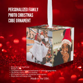 家族パーソナライズされた写真クリスマス キューブオーナメント