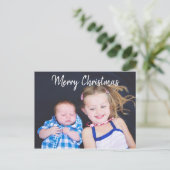 家族パーソナライズされた写真クリスマス シーズンポストカード (スタンド正面)