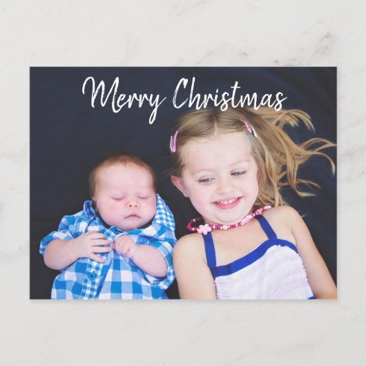 家族パーソナライズされた写真クリスマス シーズンポストカード (正面)