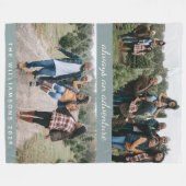 家族パーソナライズされた写真コラージアドベンチャー引用文 フリースブランケット (正面(横))