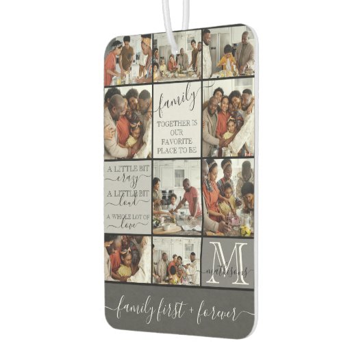 家族パーソナライズされた写真コラージモノグラム引用文 カーエアーフレッシュナー (左)