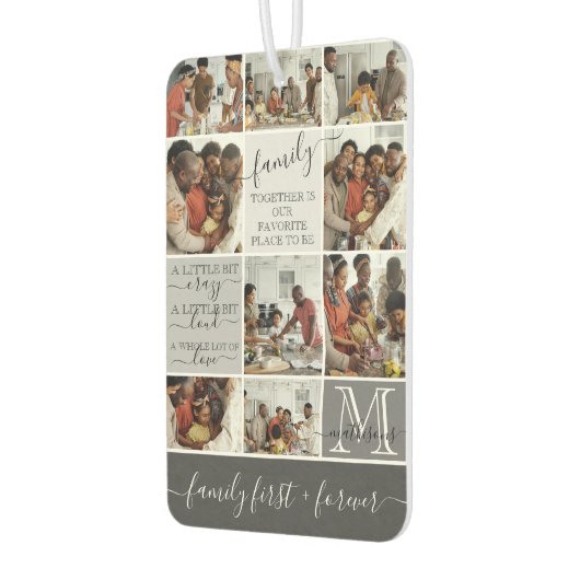 家族パーソナライズされた写真コラージモノグラム引用文 カーエアーフレッシュナー (左)