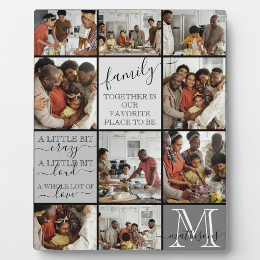 家族パーソナライズされた写真コラージモノグラム引用文 フォトプラーク (正面)