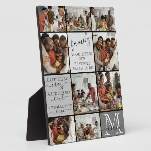 家族パーソナライズされた写真コラージモノグラム引用文 フォトプラーク (側面)