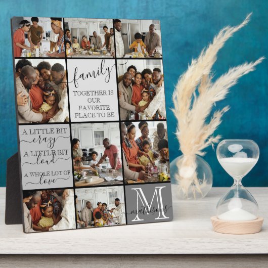 家族パーソナライズされた写真コラージモノグラム引用文 フォトプラーク (側面)