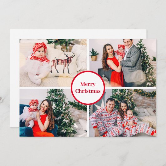 家族パーソナライズされた写真コラージュメリークリスマス シーズンカード (正面/裏面)