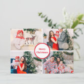 家族パーソナライズされた写真コラージュメリークリスマス シーズンカード (スタンド正面)