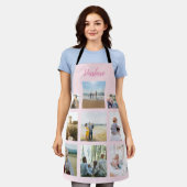 家族パーソナライズされた写真コラージュ名エプロン エプロン (着用した状態)