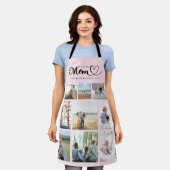 家族パーソナライズされた写真コラージュ愛するママ エプロン (着用した状態)