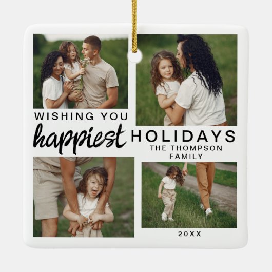 家族パーソナライズされた写真コラージュ2024 セラミックオーナメント (裏面)