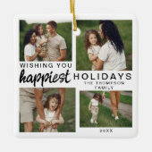 家族パーソナライズされた写真コラージュ2024 セラミックオーナメント (正面)