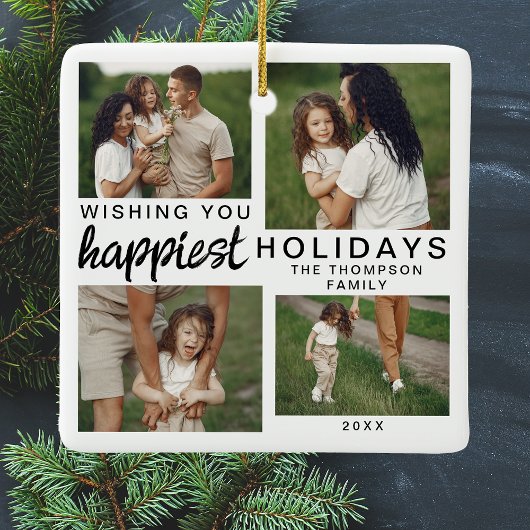 家族パーソナライズされた写真コラージュ2024 セラミックオーナメント